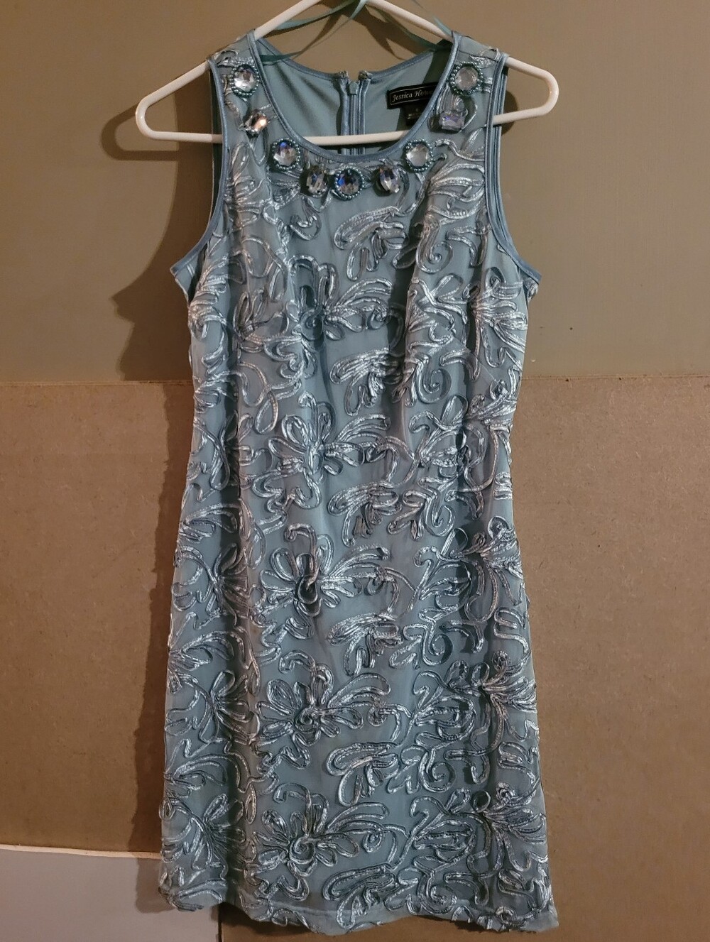 Jessica Howard Light Blue Beaded Cocktail Dress Size 6